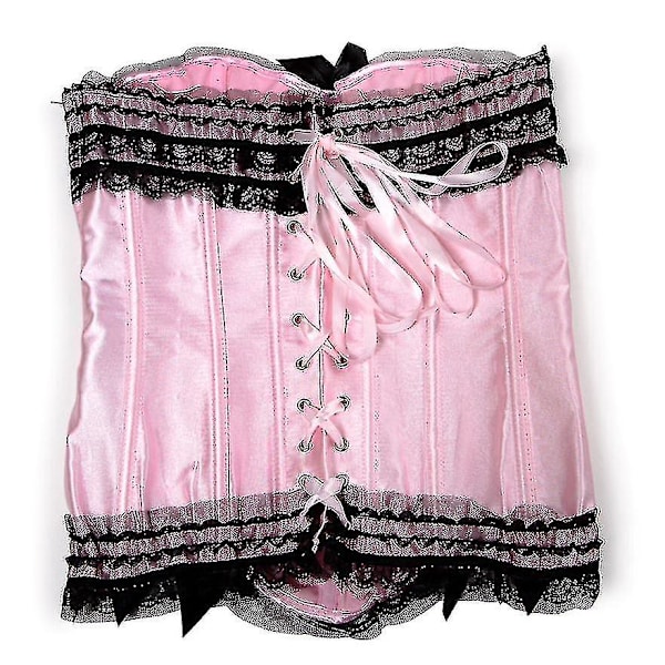 Tflycq S-6xl Satiini Pitsi Rusetti Koriste Vetoketju Sivussa Overbust Korsetit Burleski Showgirl Nauhakorsetti Bustierit Seksikäs Korsetti Vartalonmuokkaaja Toppi Musta