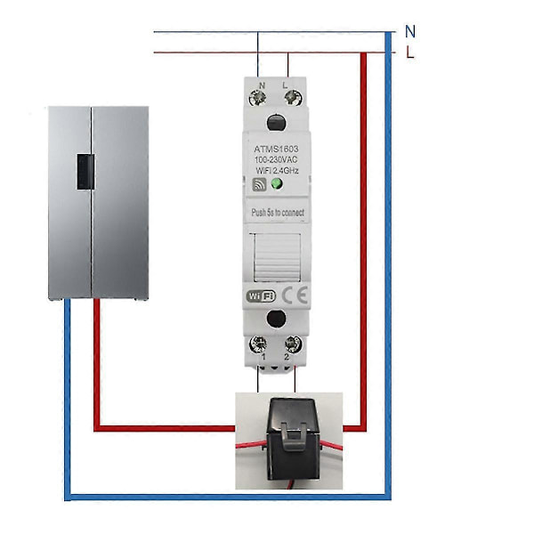 Atms1603 Tuya Enfas Wifi Intelligent Energimåler 100a Din Skinne Presis Måling Voltmete