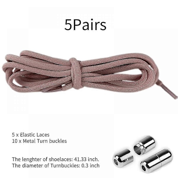 Mørk Rosa Elastiske Sko-lisser Uten Knyting For Voksne, Barn, Eldre, System Med Elastiske Sko-lisser (5 Par)