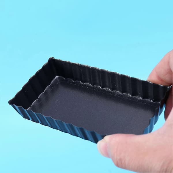 Rektangulær Non-stick Kakeform Mini Terteform Mini Paiform Avtakbar Bunn Nonstick Quiche Former Tung