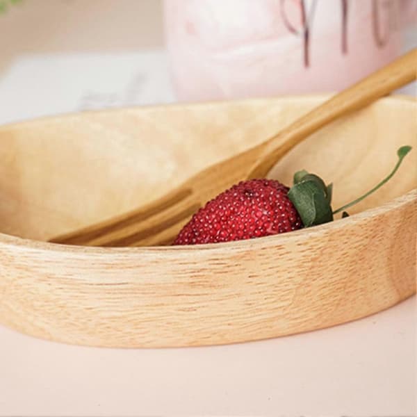Ny Eik Båt Trebrett Solid Oval Skål Frukt Dessert Disk Plate Te Matrett Drikke Serveringsbrett Mat P