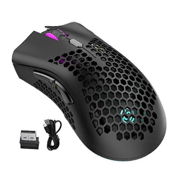 Bärbar Dator Mus RGB Trådlös Lättvikt Ergonomisk Ihålig Universell Uppladdningsbar 2.4G Trådlös Datormus PC Tillbehör