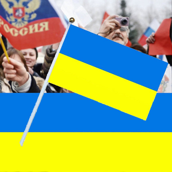 JIKAIX 10 stk. Ukraine Flag Fade-resistente Små Polyester Levende Farver Ukraine Håndflag til Festdekoration