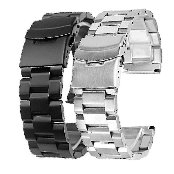 18/20/22/24mm Klokkereim Erstatning Doble Spenner Rustfritt Stål Armbånd 22mm Silver