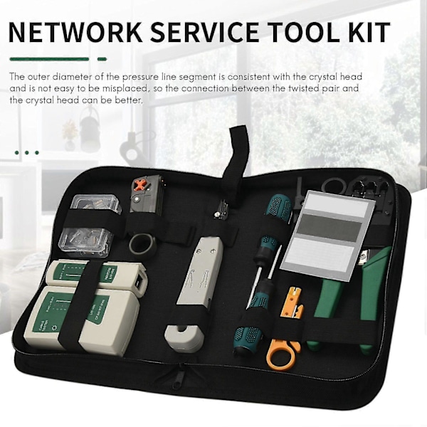 Nätverkskabel Reparationsverktyg Kit Set Rj45 Rj11 Cat6 Kabeltestare Test Crimper Krympning Underhåll Str