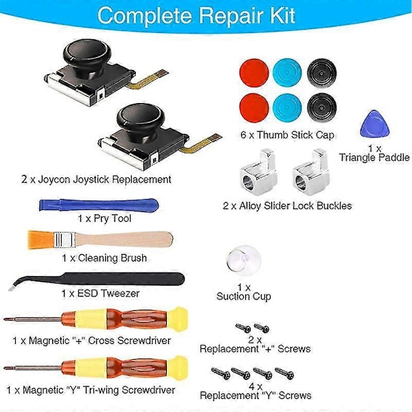 2-pack Ersättningsjoystick för Joycon, analog reparationssats för tumspakar, med skruvmejsel