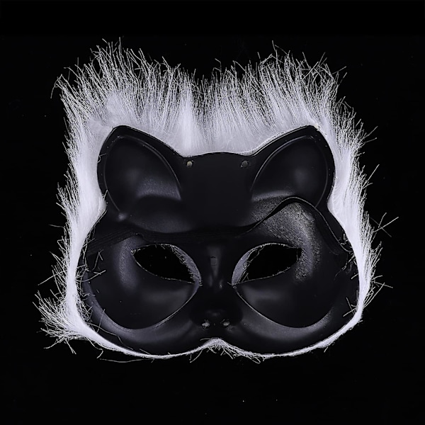 Pörröinen kettunaamio Halloween Cosplay Puku Puolinaamio Huntu Silmälasit Hieno Puku Silmänaamio Halloween Juhlat Meikki Rekvisiitta Puku Asuste Eläinjuhlat Kissa Ma Black