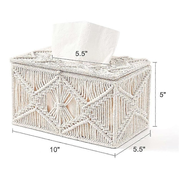 Servietboks Cover Boho Indretning Rektangulær Papirservietholder Med Perlespænde Macrame Servietter