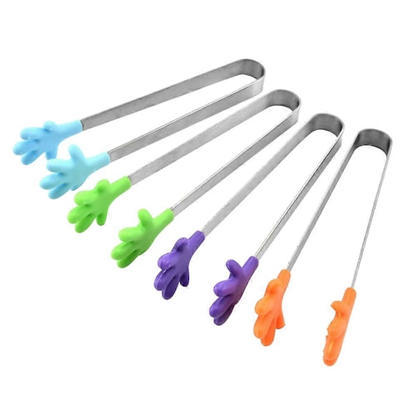4 stk. silikon non-stick kjøkkentang i rustfritt stål, grilltang, stekespade (tilfeldig farge)