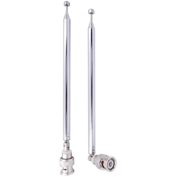 (2 Pak) Bnc Radioantenne med Bnc Han-stik Adapter Teleskopisk Rustfrit Stål Hf