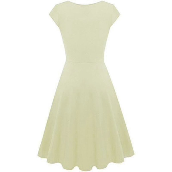 Elegant Damklänning Enfärgad Kortärmad V-ringad Afton Cocktail Bal Sommarklänning Beige XXXXL