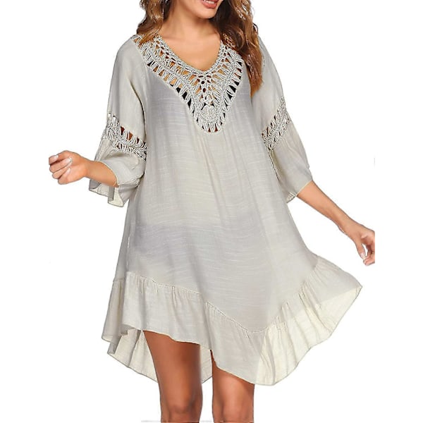 Badedragt Cover Up Dame Badedragt Kjole Plus Size Sexet Bikini Strand Tunika Top Sommer A c misty Grey M