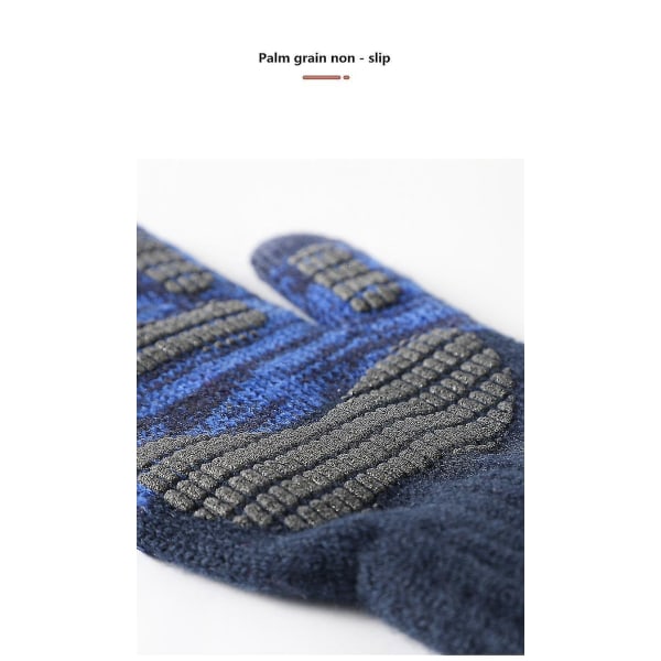 Strikkede vinterhansker for kvinner og menn, kasjmir, strikket, varme og tykke hansker for kvinner, høst og vinter, berøringsskjerm, skihansker Navy blue