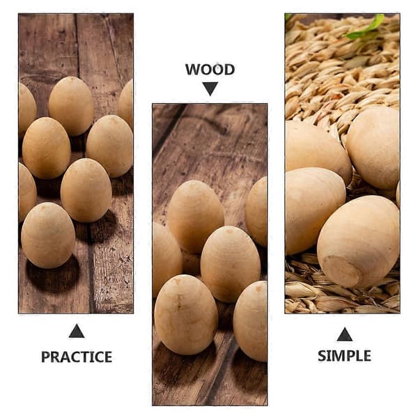 10 stk. Påske DIY Tre Eggpynt Tegne Eggrekvisitter for Barn Graffiti Egg
