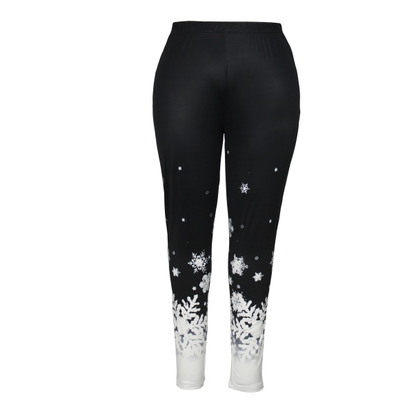 Print Skinny Gym Byxor Träningsbyxor Snowflake Leggings 1XL