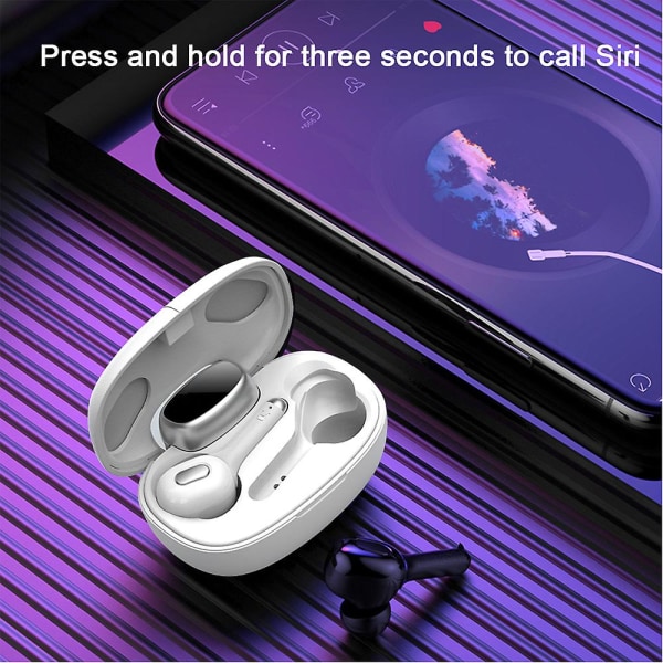 Trådlösa hörlurar med omslutande ljud 5.0 Bluetooth In-ear hörlurar med laddningsfodral/snabb parning Stereo samtal/inbyggda mikrofoner white