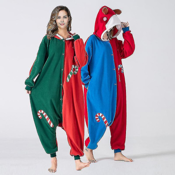 Christmas Onesie Moose Hat Onesie Party Show Onesie Jumpsuit Jumpsuit Christmas Holiday Gift Pyjamas Green L