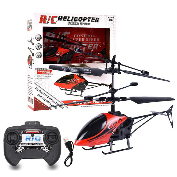 Fjärrkontroll Helikopter Inbyggt LED-ljus, Rc-gyroflygplan i höjdled, 3-kanals, 2,4 GHz Flying Drone Toy Kids Presenter Red