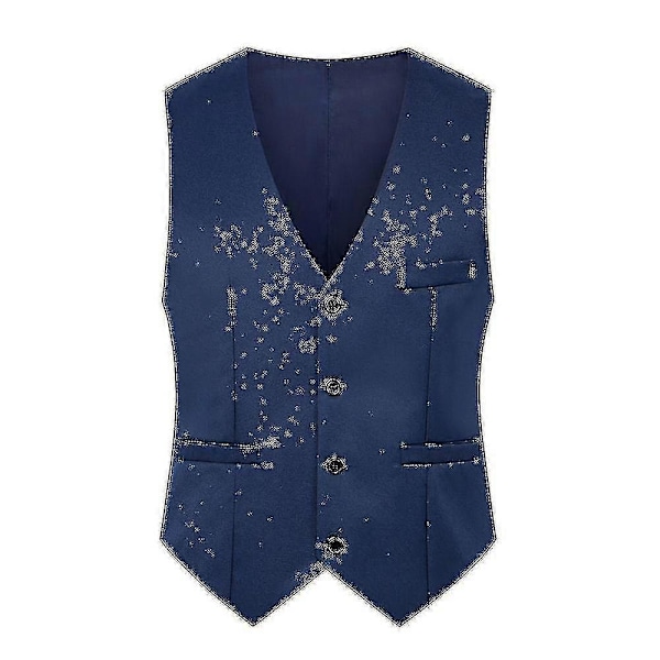 Herr Slim Fit Kostymväst Väst Casual Formell Enkelknäppt Gilet Royal Blue 4XL
