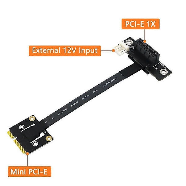 Mini Pcie - Pci-e 1x 270 asteen sovitinkaapeli 20cm Pcie3.0 jatkokaapeli 4-nastaisella - Sata-kaapelilla