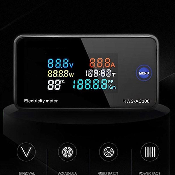 AC 50-300V Voltmeter Ammeter KWS S Mätare LED Digital AC Wattmeter Elektrisk Mätare (med S