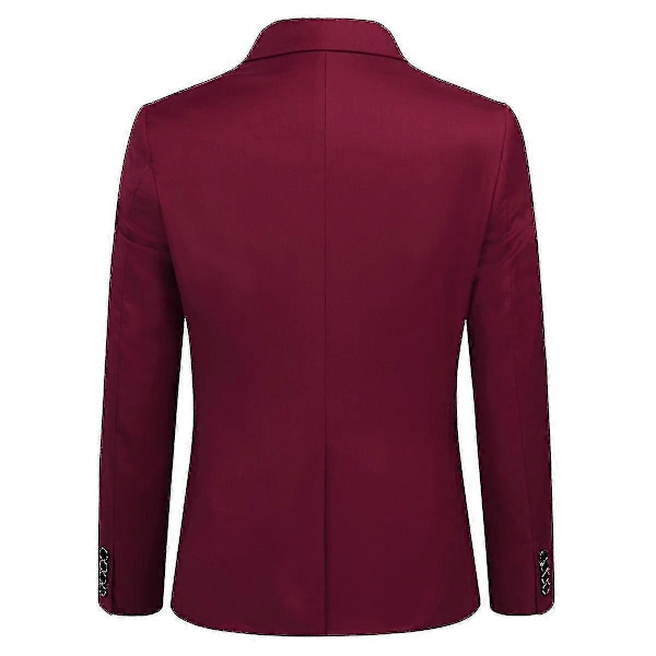Kostym för män, Business Casual, 3-delad kostymkavaj, byxor, väst, 9 färger Dark Red XS