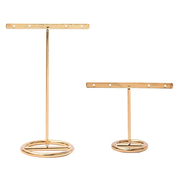 Øreringe Display Stand Guld Øreringe Display Rack T-form & Guld Øreringe Stand Ørestik Holder Træ