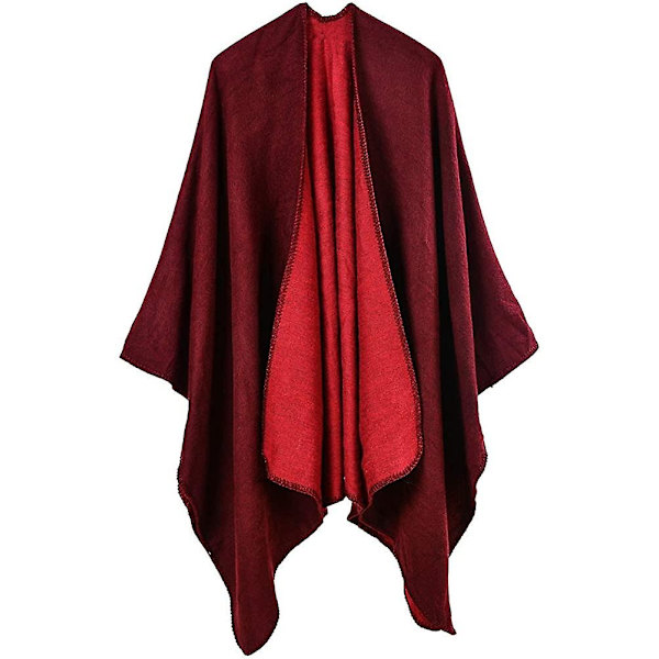 Sjal Reversibel Ensfarget Åpen Front Cardigan Wrap For Kvinner red