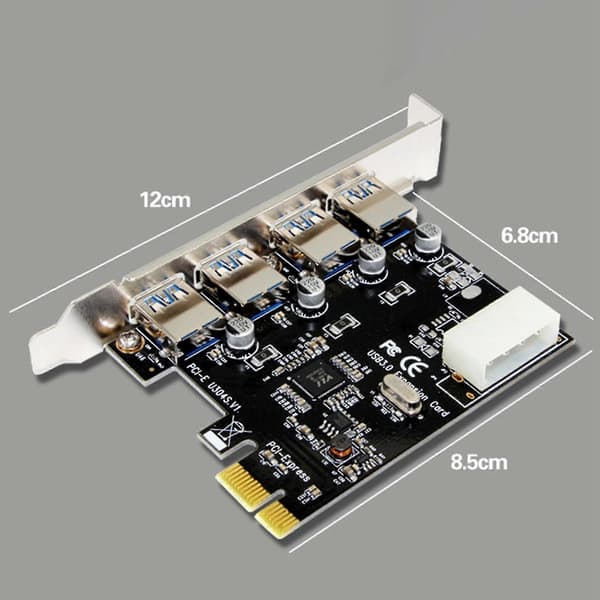 1 Sett 4 Port Pci-e Til Usb 3.0 Hub Pci Utvidelseskort Adapter 5 Gbps Hastighet For Stasjonær PC
