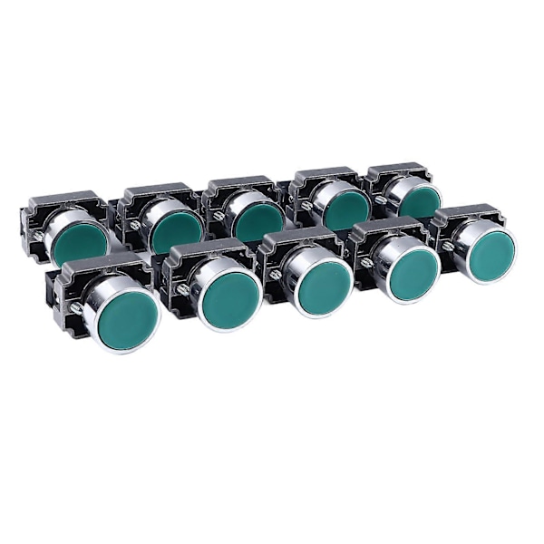 10 st Tryckknappsbrytare Självåterställande Platt Huvud Start Stopp Knappbrytare 22mm Monteringshål AC240V XB2BA31