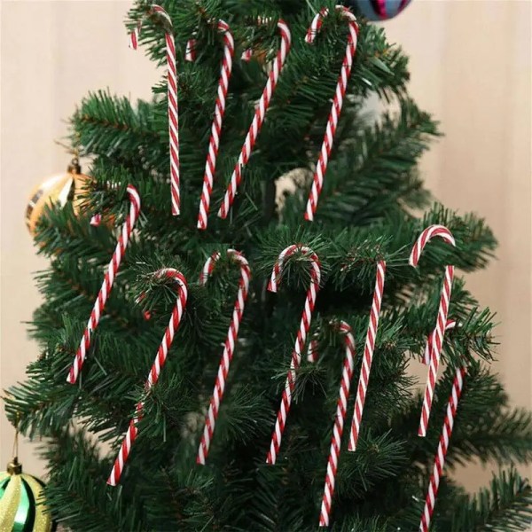 50 st Julgodis Lollipop Krycka Xmas Tree Hängande Hänge Merry Chistmas Dekoration för hem 2024 Nyår red and white