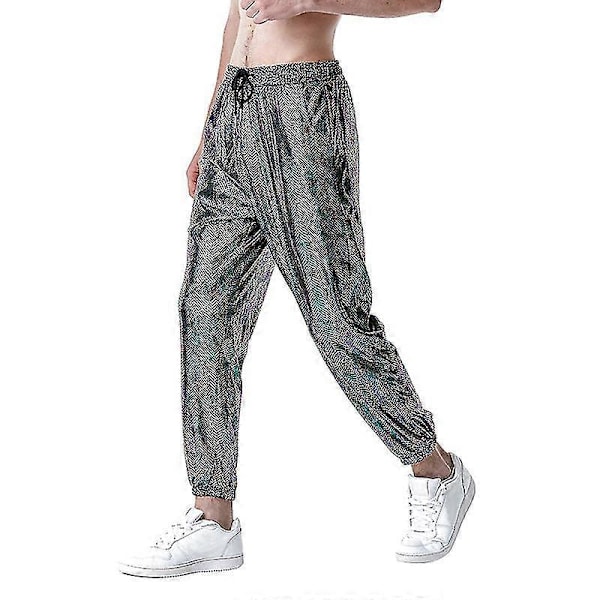 Nattklubb Metallisk Hologram Glänsande Byxor Partybyxor Black M