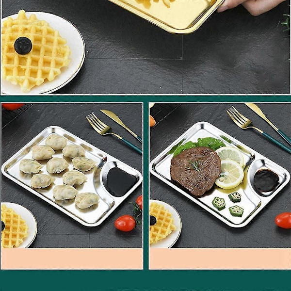 Rostfri Stålplatta Rektangulär Bricka Praktisk Plattbottnad Bricka Rektangulär Bricka Restaurang Platt B
