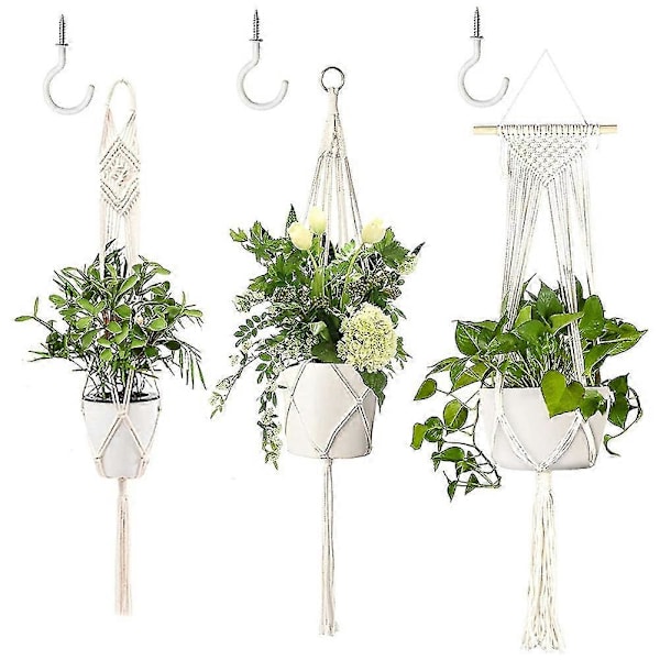 Plant Hanger, Sæt med 3 Plant Hanger Indendørs Håndlavede Hængende Plantekasser Til Indendørs Rum Loft Vindue