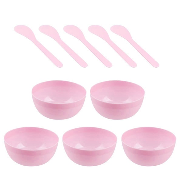 10 stk. krystalmudder blandeskåle, multifunktionelle plastikskåle, DIY krystaljord forsyninger til børn piger med 10 stk. skeer (pink)