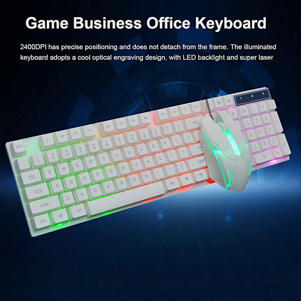 Gaming Tangentbord Mus Set Ingen Drivrutin Krävs Ergonomisk Design DPI Justerbar Laptop Dator Trådbundet Tangentbord Mus