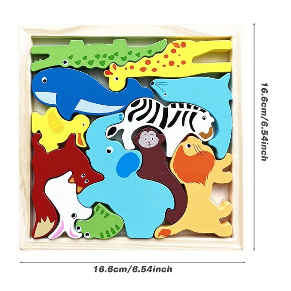 Träpussel Byggkloss Tecknad djur Kreativt temabräde Jigsaw Game Tidiga pedagogiska leksakspresenter