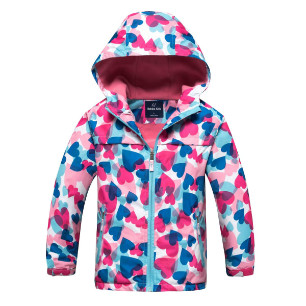 Barn Flickor Windbreaker Huvjacka Fleecefodrad Hel Zip Coat Ytterkläder color 4 130-L