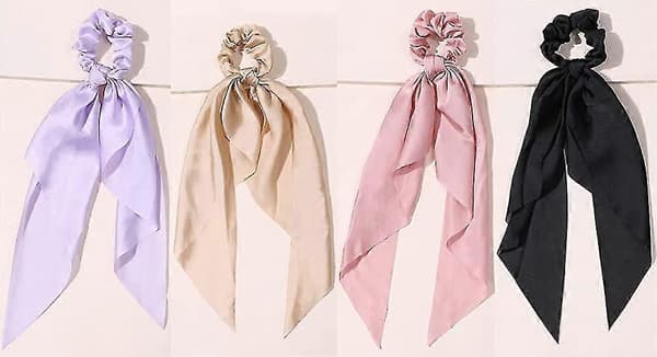 8-pack Hårscarf Scrunchies För Acsergery Hårband, satin Rosett Elastiska Hårband, Sidenpresent