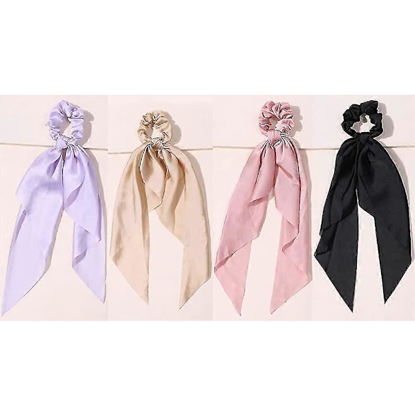 8 stk. Hår Scrunchies med Tørklæde til Acsergery Hårbånd, satin Sløjfe Elastiske Hårbånd, Silke Gave