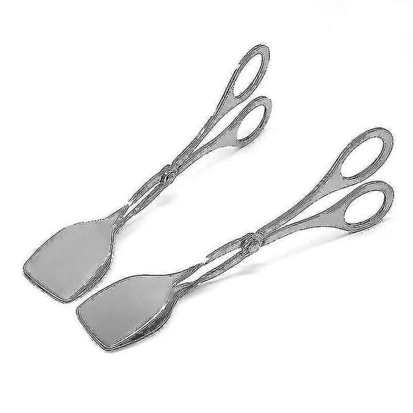 Köksångar Grilltänger Bakverktänger Serveringstänger Multifunktionella Tänger Saxformade Matlagningstänger (2 st, Silver)-YUHAO