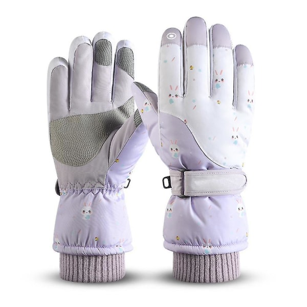 Hiihto Lumikäsineet Talvi Kylmä Sää Tuulenpitävät Lämpimät Sukset SK14 Purple Snowflake Rabbit
