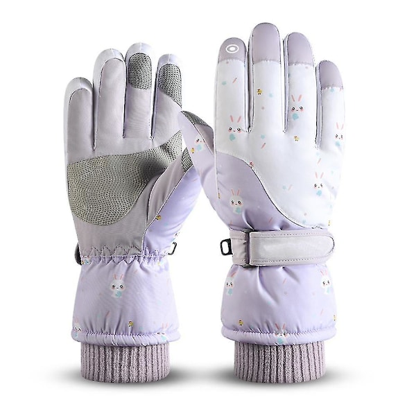 Skidhandskar Vinter Kallt Väder Vindtäta Varma Skidhandskar SK14 Purple Snowflake Rabbit
