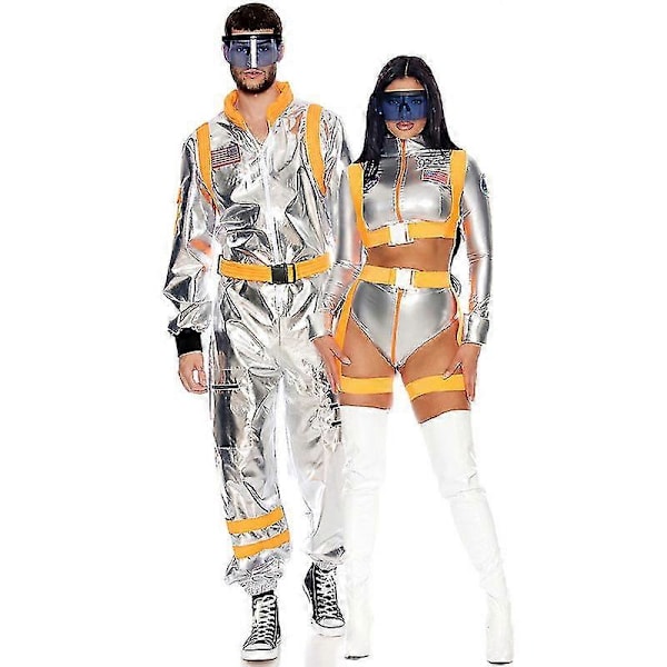 Astronaut Rumdragt med Briller Dame Herre Rummand Uniformer Kostume Men M