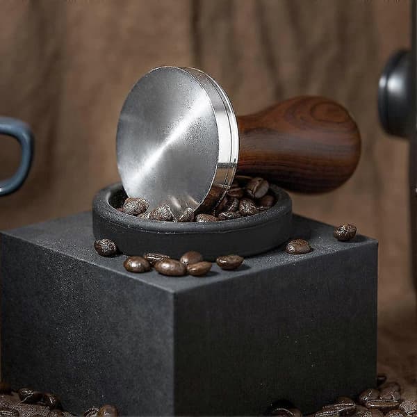 58mm Kaffe Tamper Espresso Press Med Tamper Matte Rustfritt Stål Flat Base Trehåndtak For Kaffe