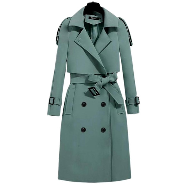 Dam Trenchcoat Mellanlång Mode Vindtät Kappa För Användning Bean Green XL