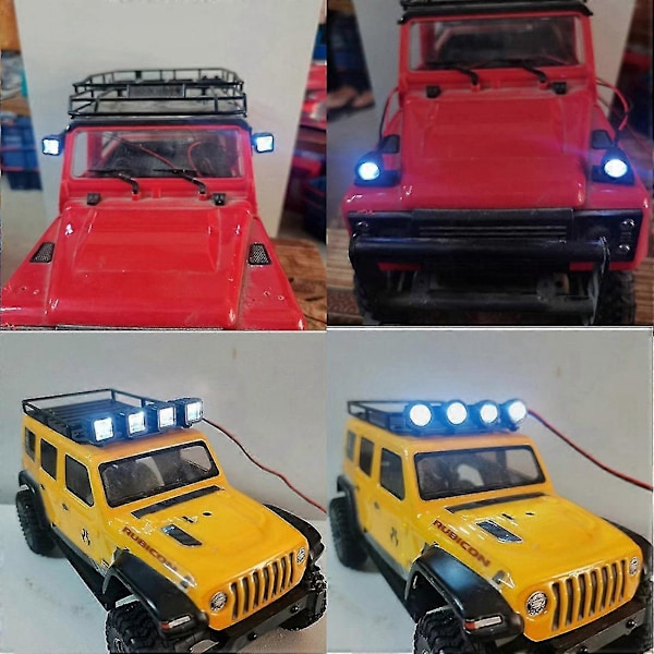 Metall Takstativ Bagasjebrett Med Led Lys Spotlight For Axial Scx24 1/24 Rc Crawler Bil U