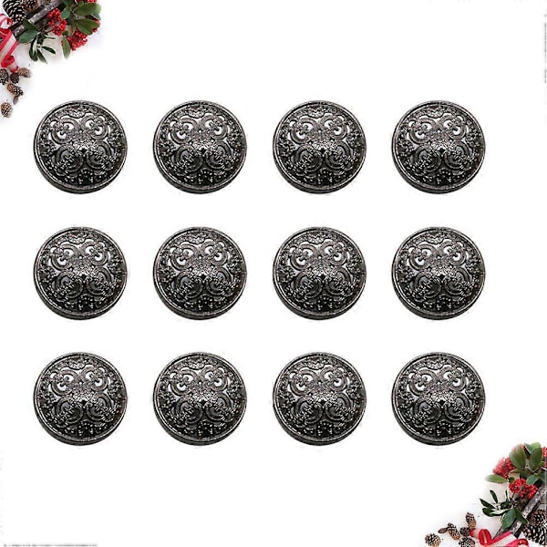 30 stk 25mm Stilig Metallspenne Utstanset Knapp Håndverktøy Ned Knapp DIY Syknapper for Dekor (Svart)