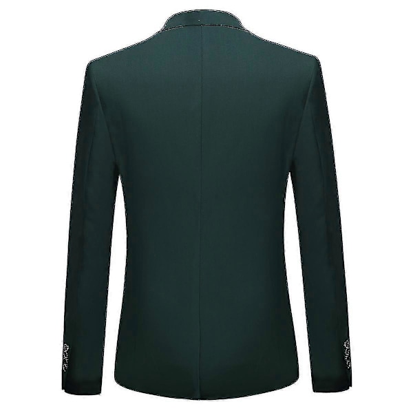 Herre Jakkesæt Business Casual 3-delt Jakkesæt Blazer Bukser Vest 9 Farver Green M