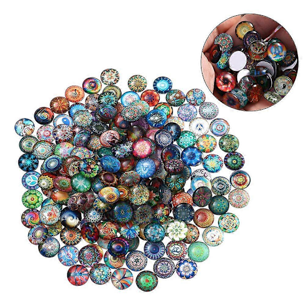 1 Set 50 st Blandade Runda Mosaikplattor för Hantverk Glasmosaikmaterial för Smyckestillverkning (Färgglada 10MM)